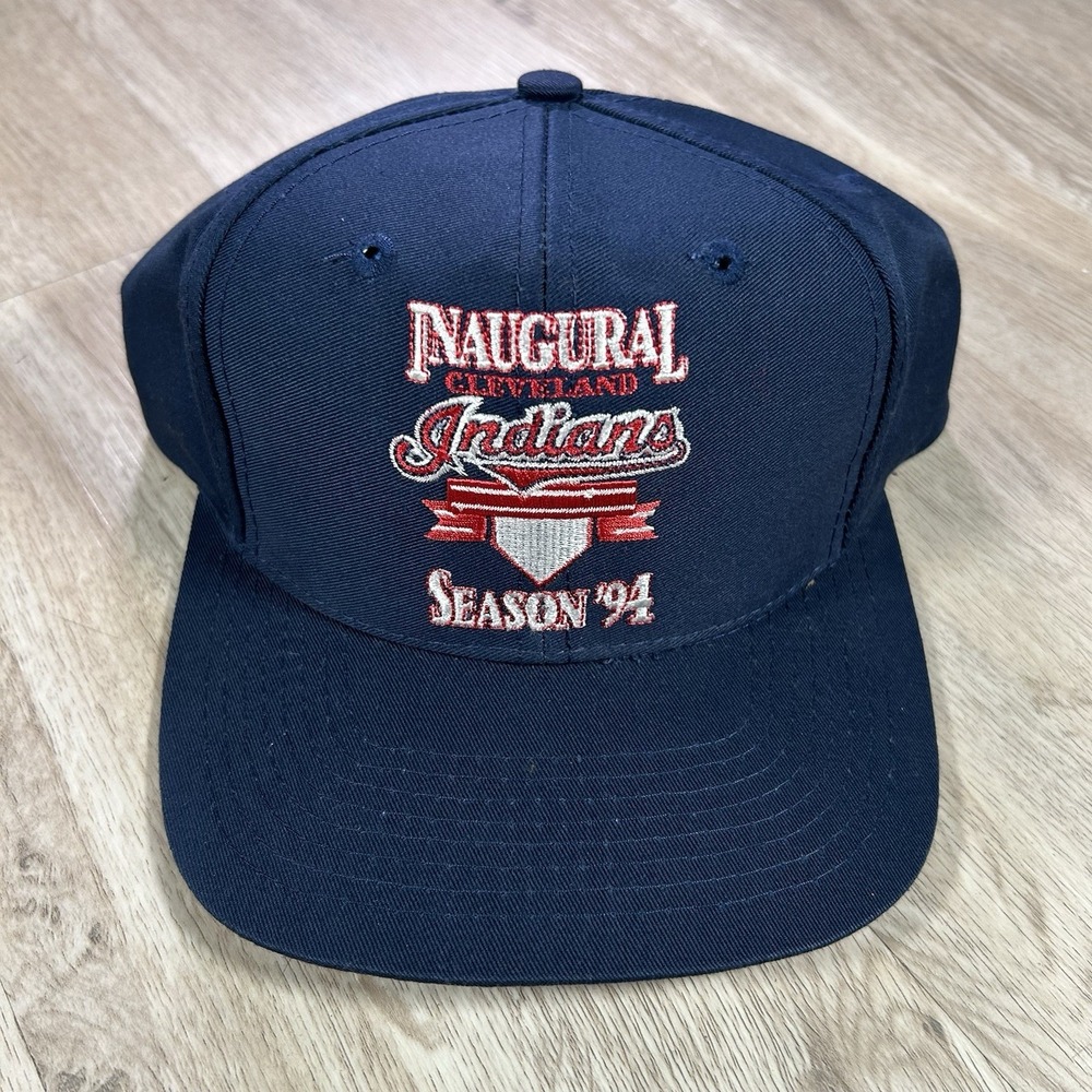 VTG 1994 Cleveland Indians Snapback Hat MLB Baseball Logo 7 Blue Cap
